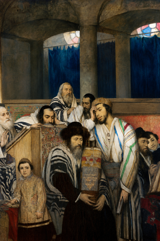 תפילת יום הכיפורים בציור של מאוריצי גוטליב